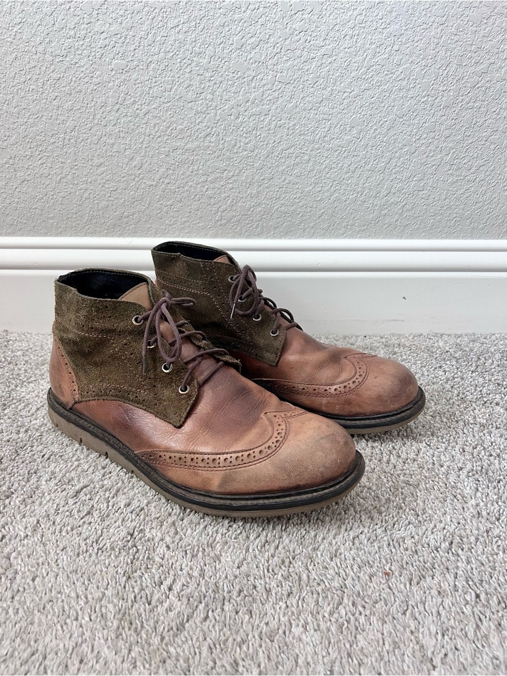 Bed Stu Capacity Leather Suede Wingtip Chukka Boots 10.5 Tan US Brogue Heritage